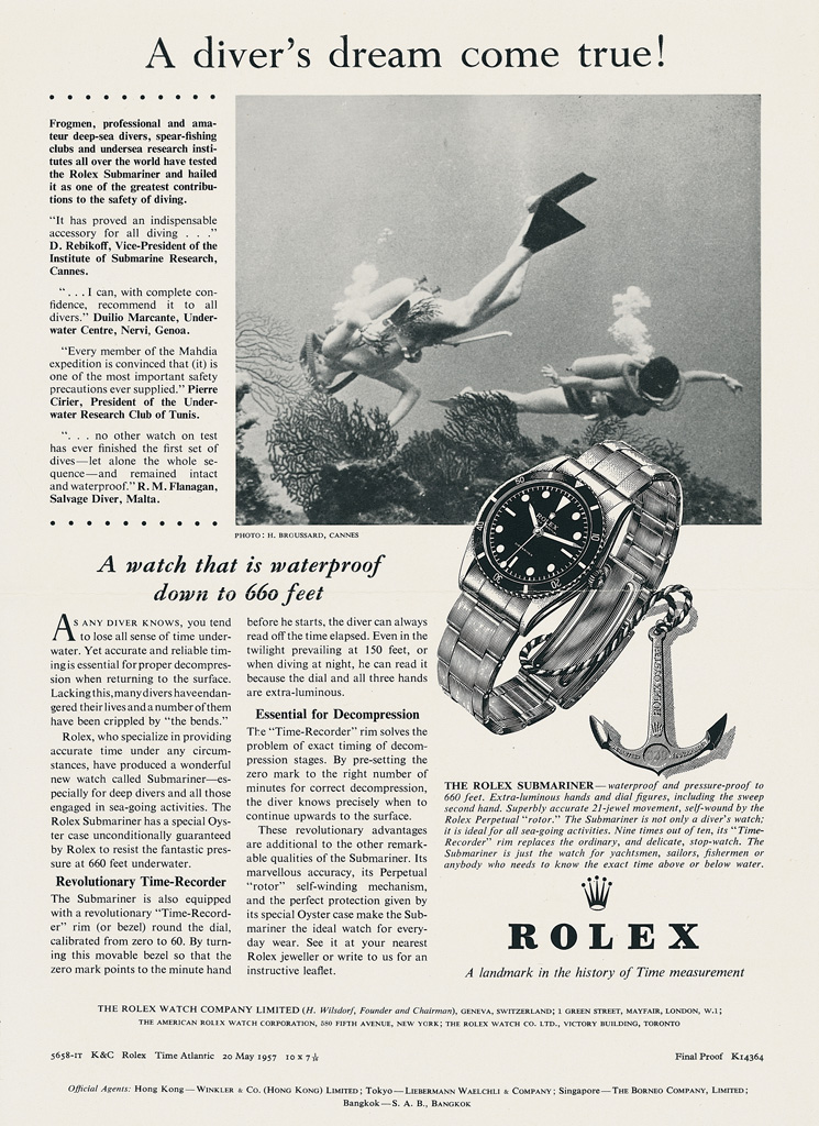 publicidad Rolex Submariner año 1953