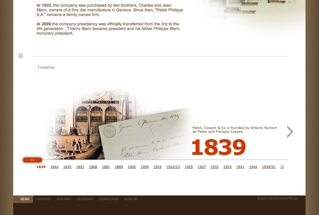 PP web timeline nueva web de Patek Philippe - Timeline