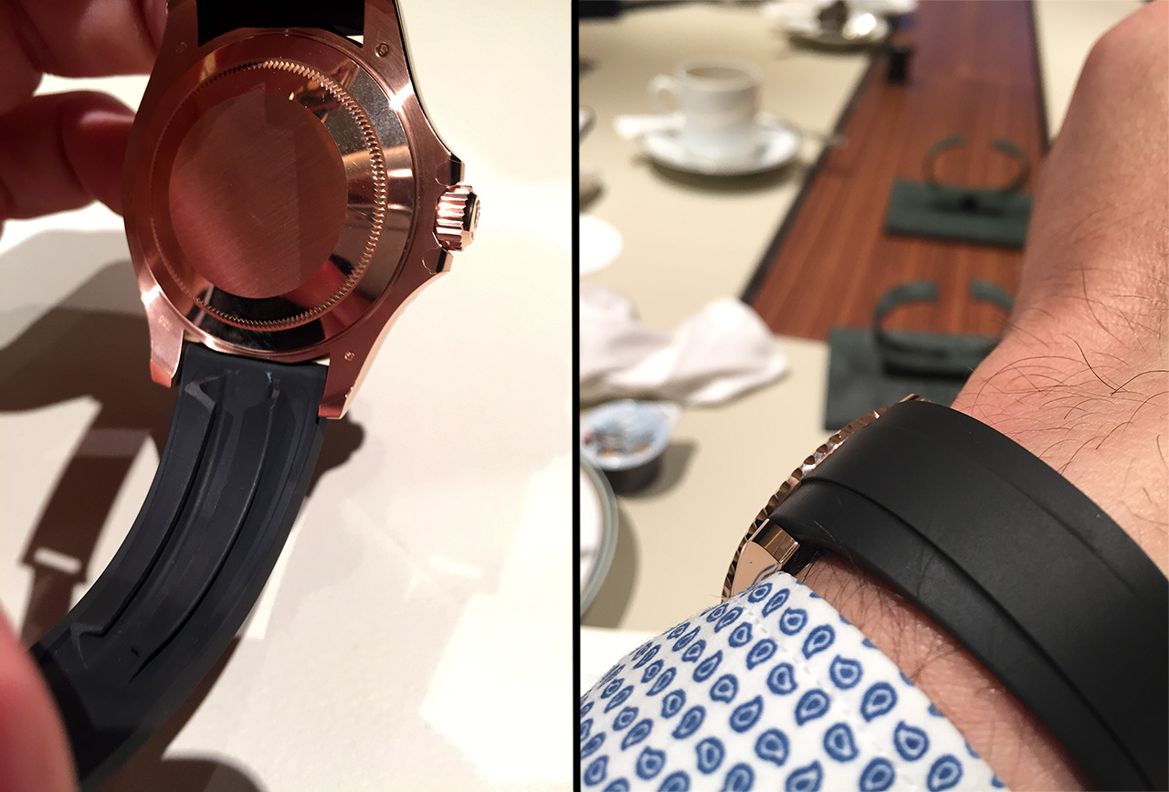Rolex Oyster Yacht-Master Everose Oysterflex Baselworld 2015 trasera