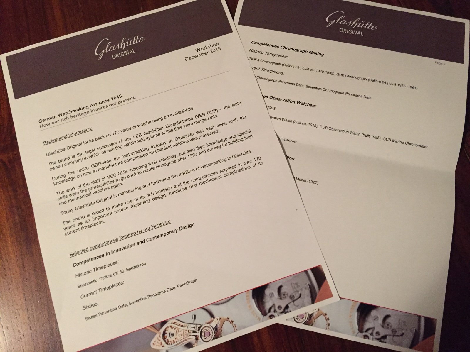 Glashutte Original - Programa Workshop