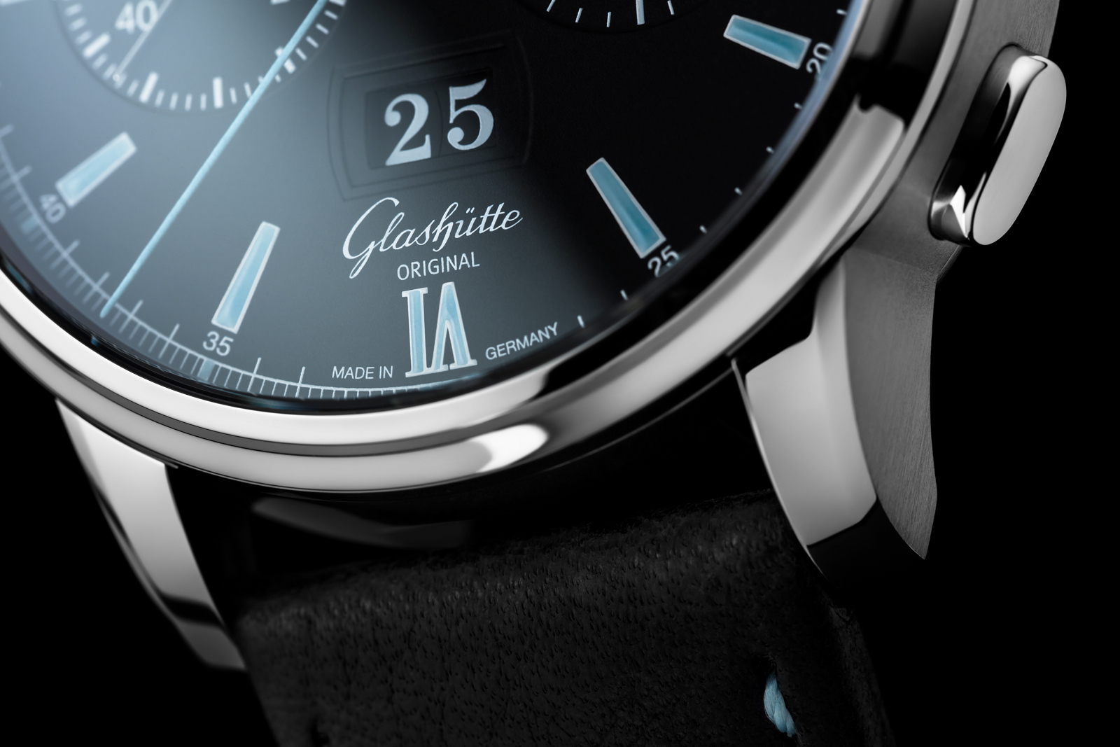 Glashutte Original Senator Chronograph Panorama Date Steel Detail 1
