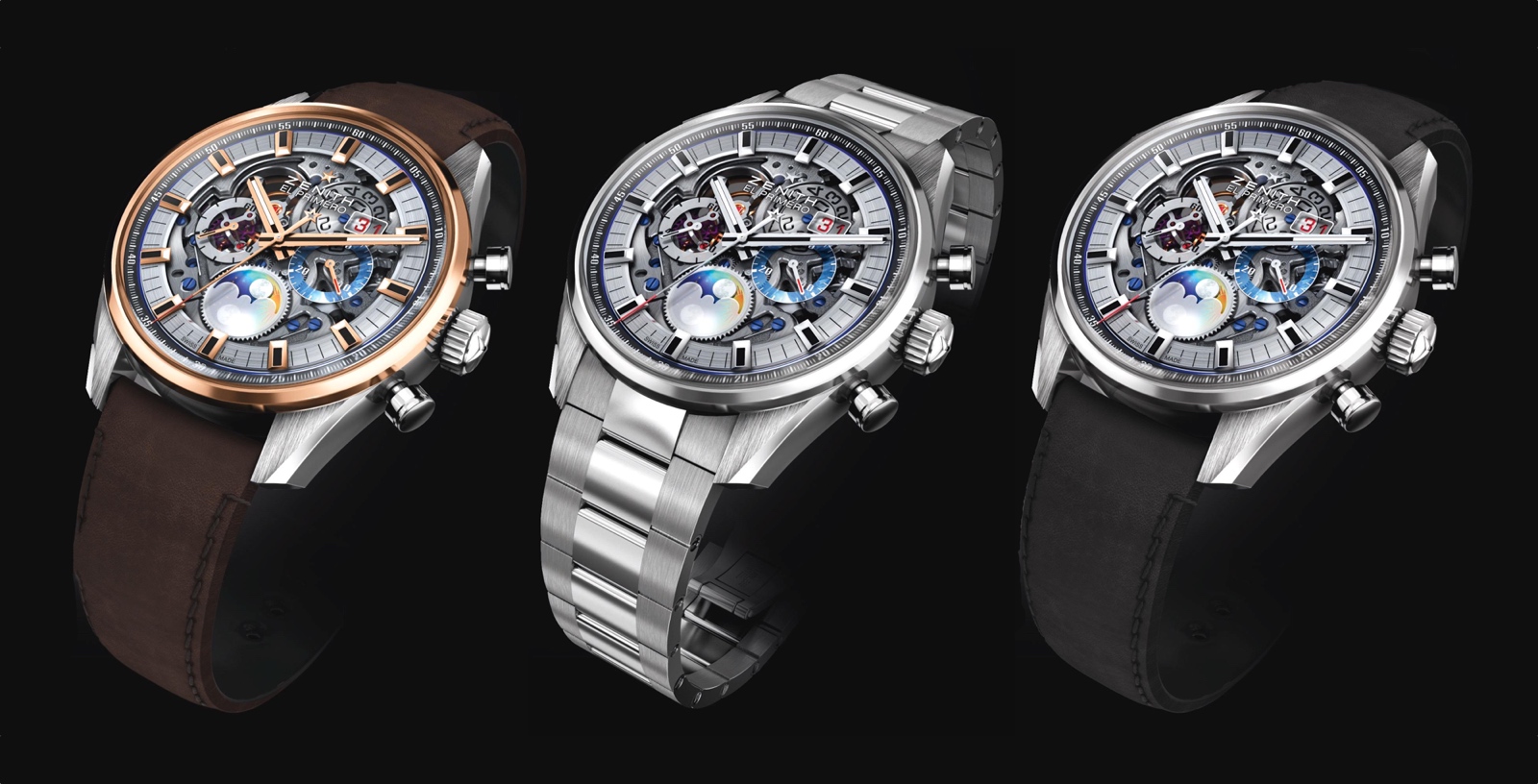 Zenith en Baselworld 2017 - Chronomaster El Primero Grande Date Full Open - trio