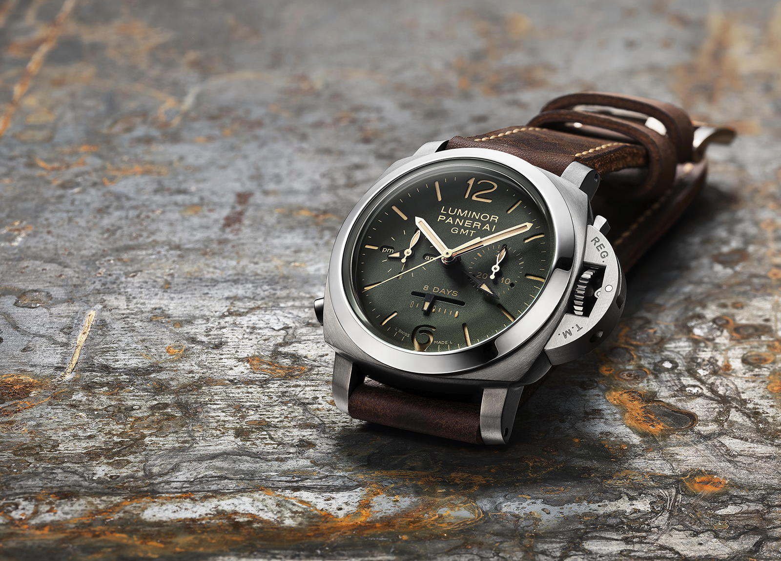 Panerai Luminor 1950 Chrono Monopulsante 8 Days GMT Green Dial - 44 mm - PAM737