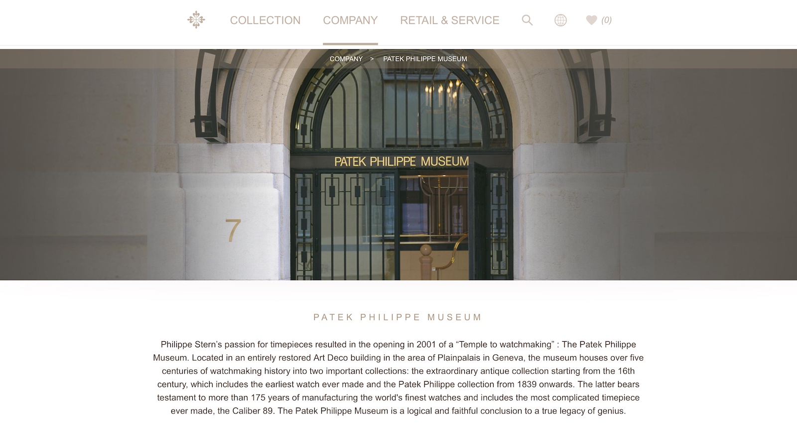 Nueva web de Patek Philippe - Company - Museum