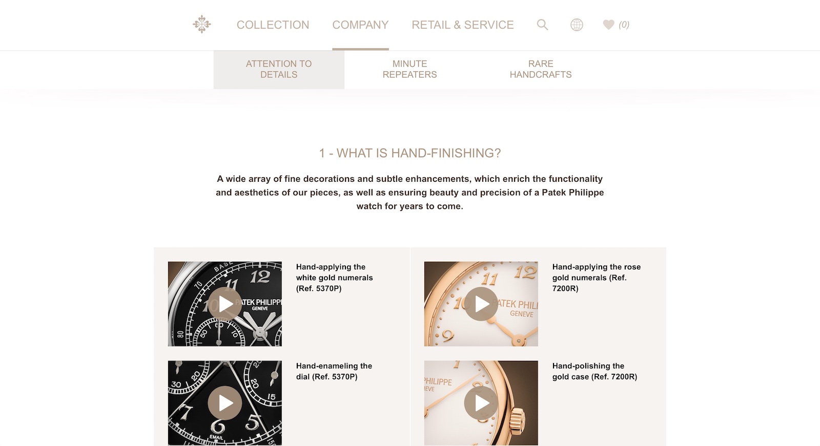 Nueva web de Patek Philippe - company detail