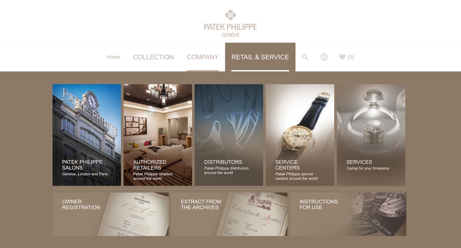 Nueva web de Patek Philippe - service & retail
