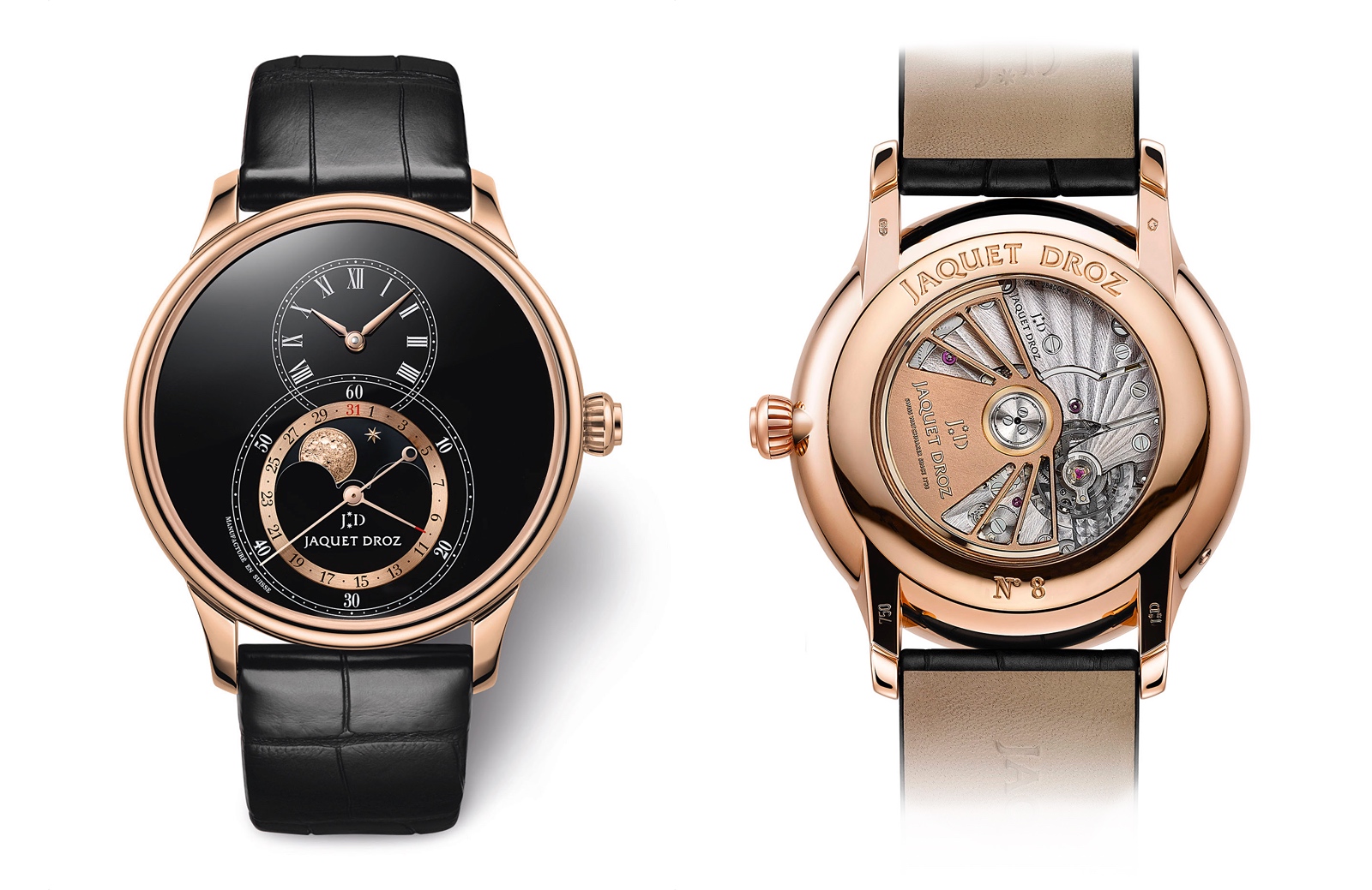 Jaquet Droz Grande Seconde Moon Black Enamel - front-back