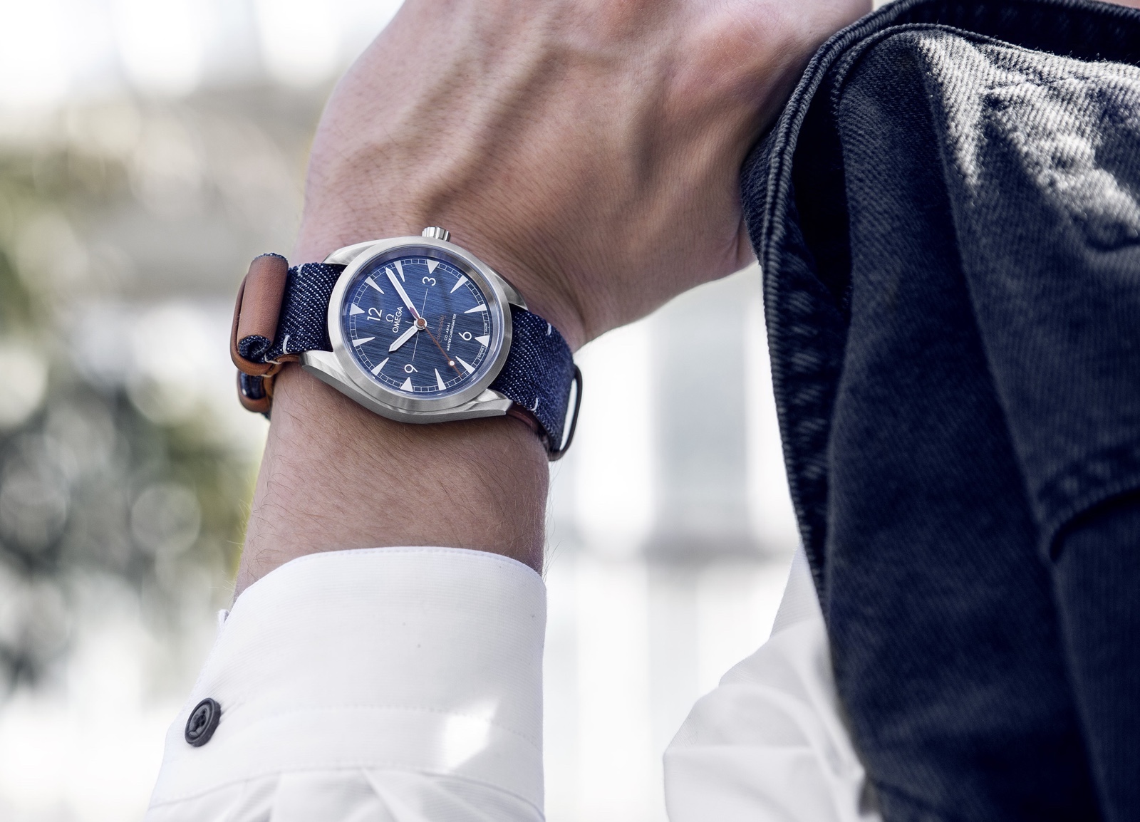 Omega Railmaster Denim Wristshot