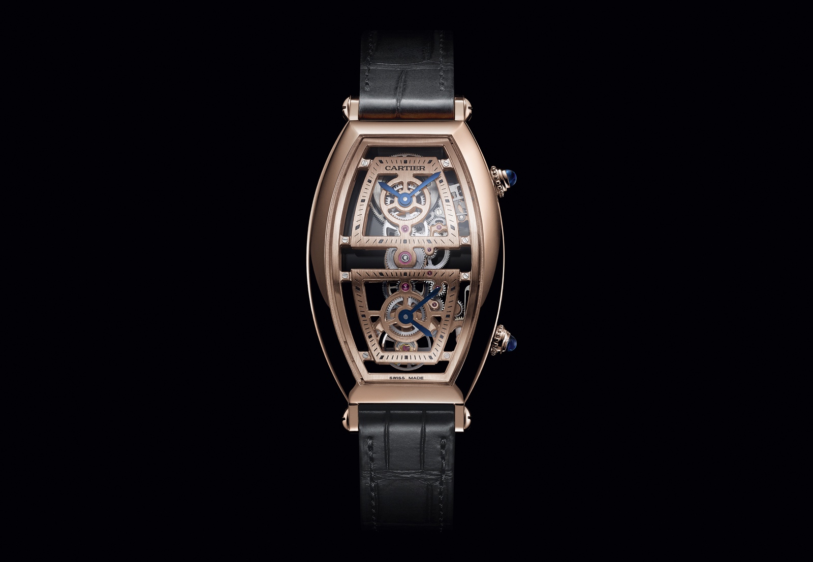 Cartier Privé Tonneau - Skeleton Dual Time Zone rose gold MC