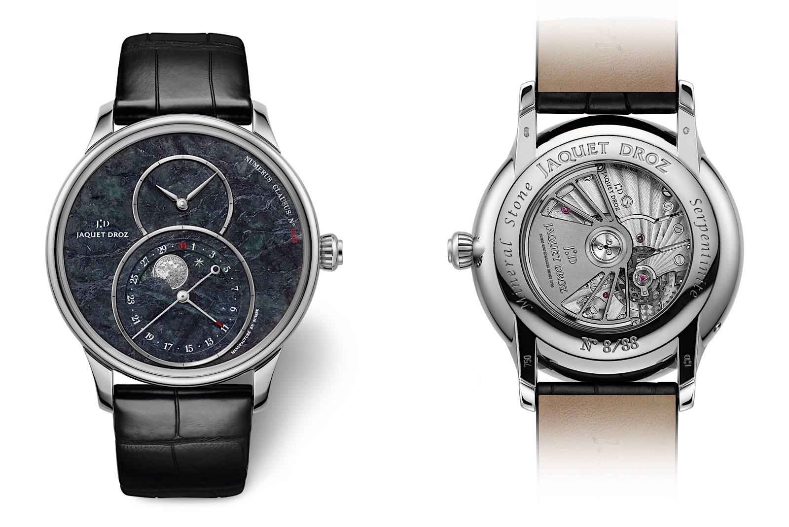 Jaquet Droz Grande Seconde Moon Swiss Serpentinite - front:back