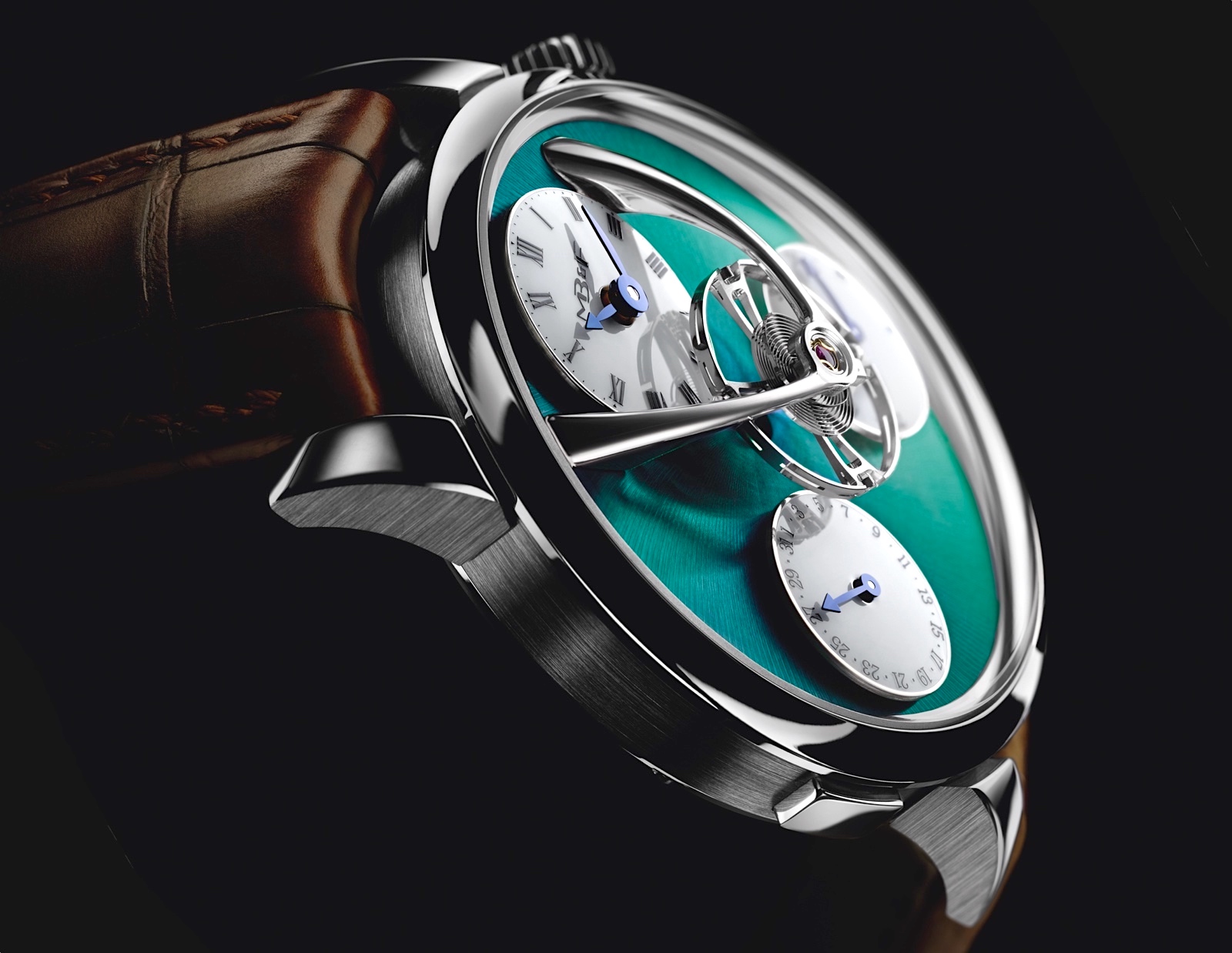 MB&F Legacy Machine Split Escapement Titanium Green Profile