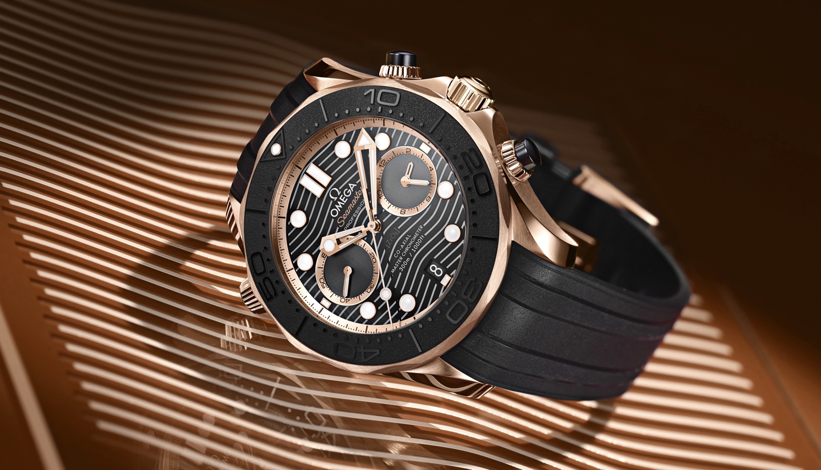 Omega Seamaster Diver 300M Chronograph Sedna Gold Amb