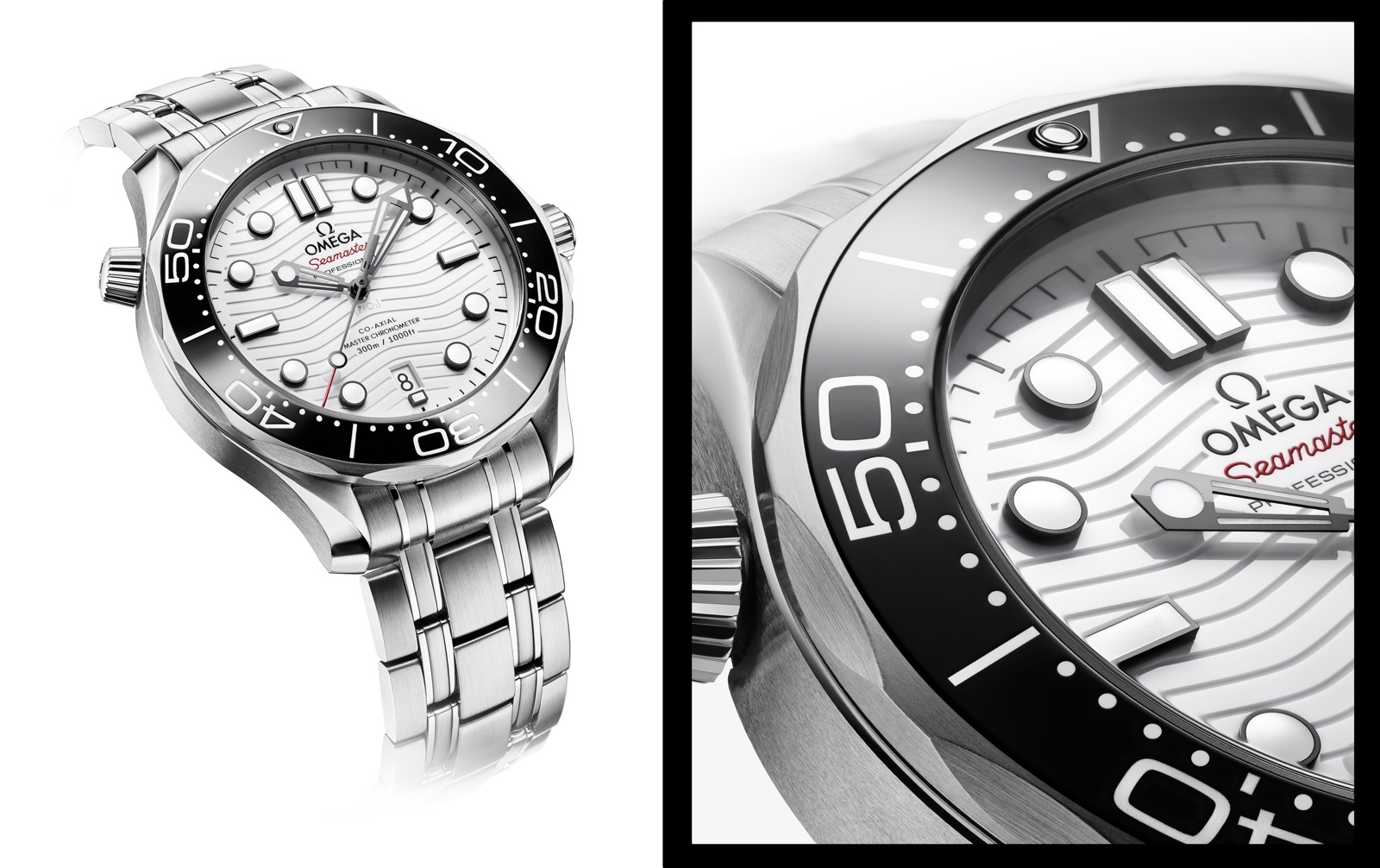 Omega Seamaster Diver 300M esfera blanca detalles