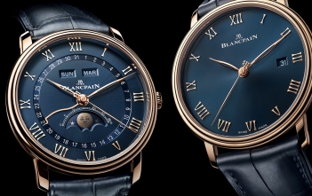 Blancpain Villeret Ultraplate y Quantième complete oro rojo y esfera azul