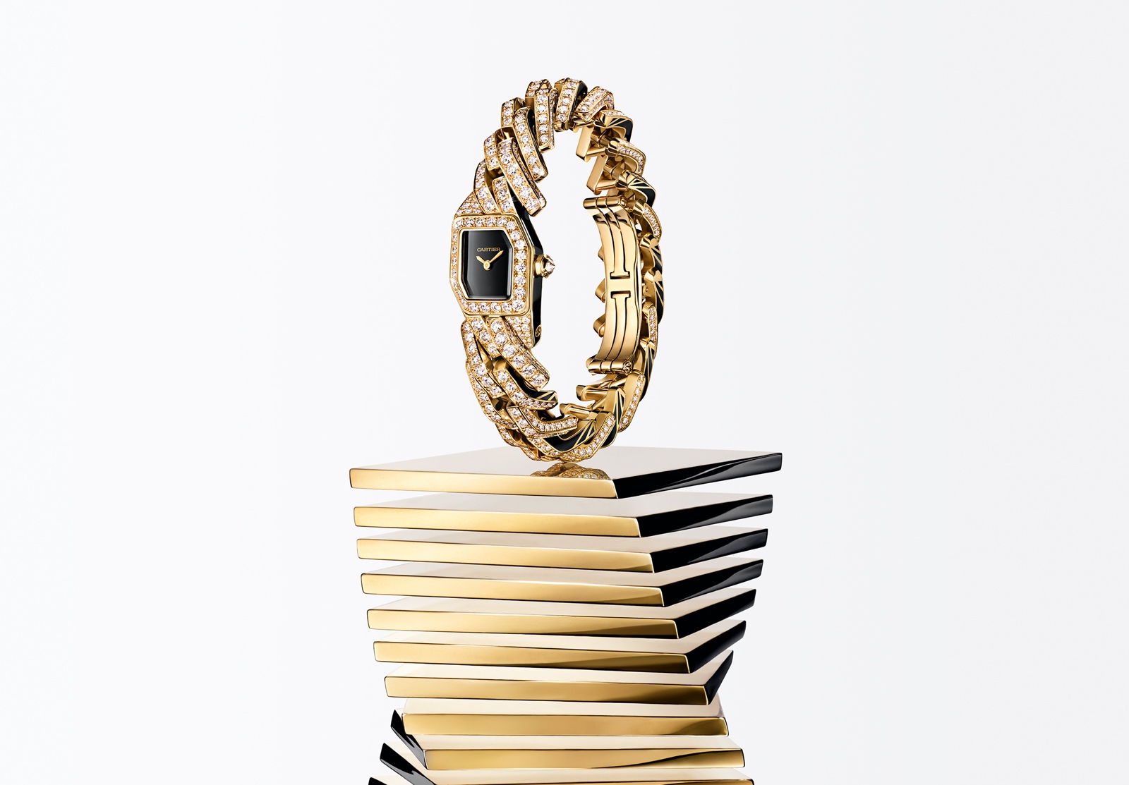 Maillon de Cartier - yellow gold full pavée laca negra