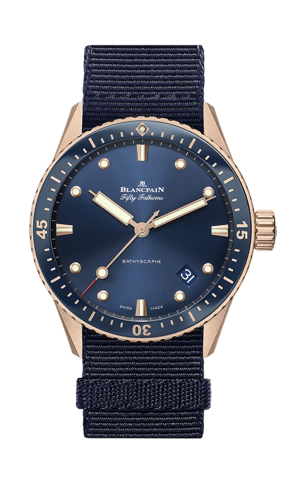 Blancpain Bathyscaphe en oro Sedna y esfera azul