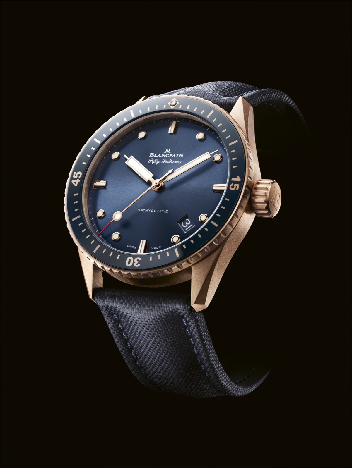 Blancpain Bathyscaphe en oro Sedna y esfera azul