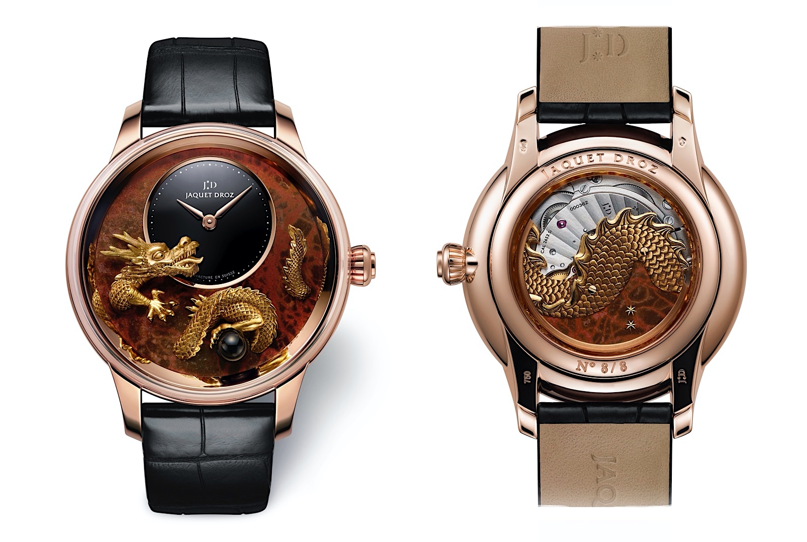 Jaquet Droz Petite Heure Minute Relief Dragon - front-back