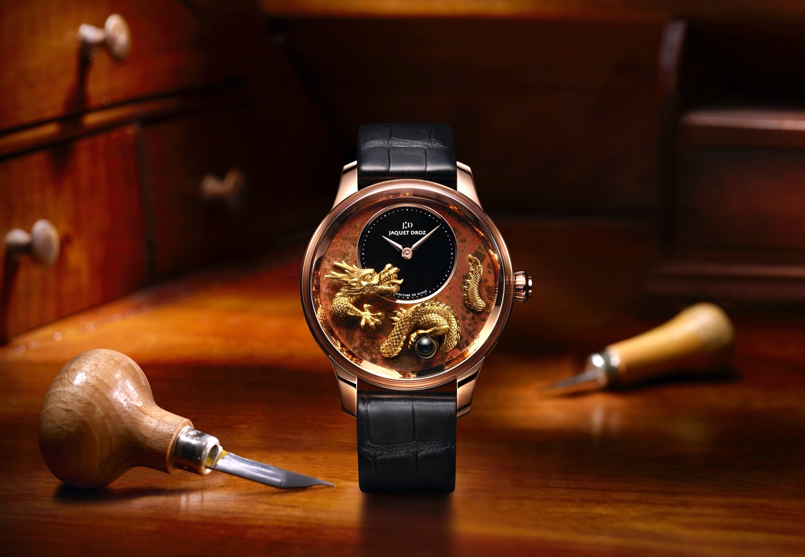 Jaquet Droz Petite Heure Minute Relief Dragon