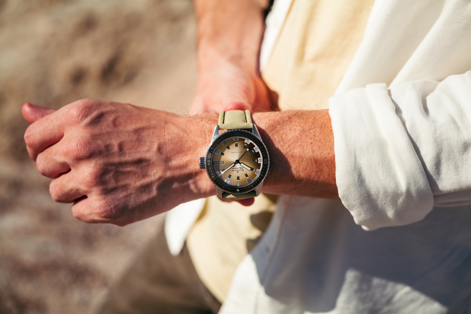 Blancpain Fifty Fathoms Bathyscaphe Day Date Desert Edition