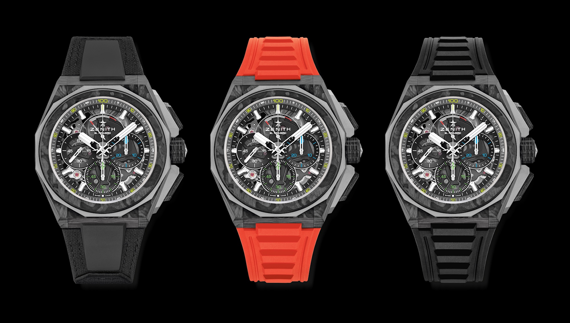 Zenith en la LVMH Watch Week 2022 - Defy Extreme Carbon, trio
