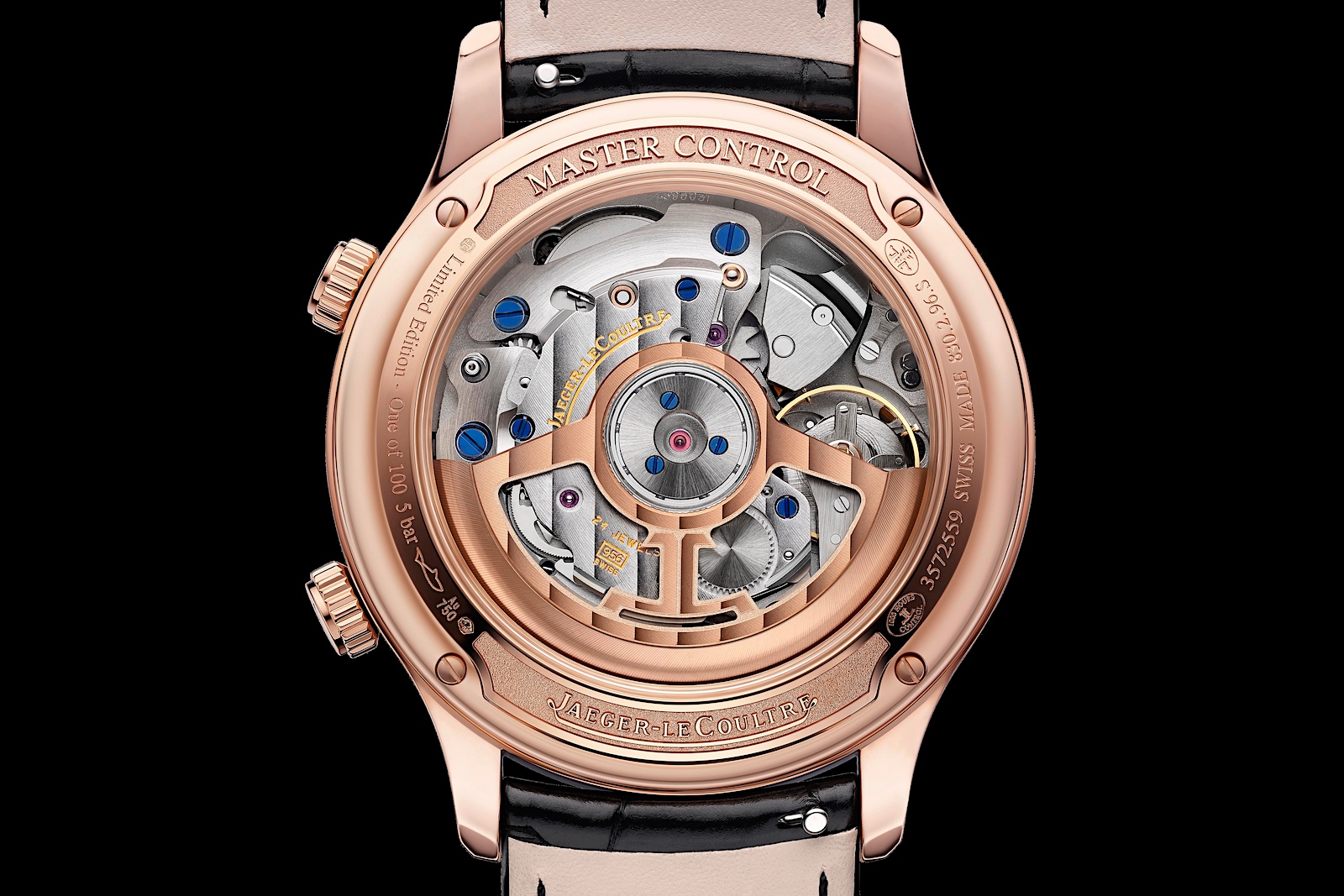 Jaeger-LeCoultre Master Control Memovox Timer en Oro Rosa - caseback