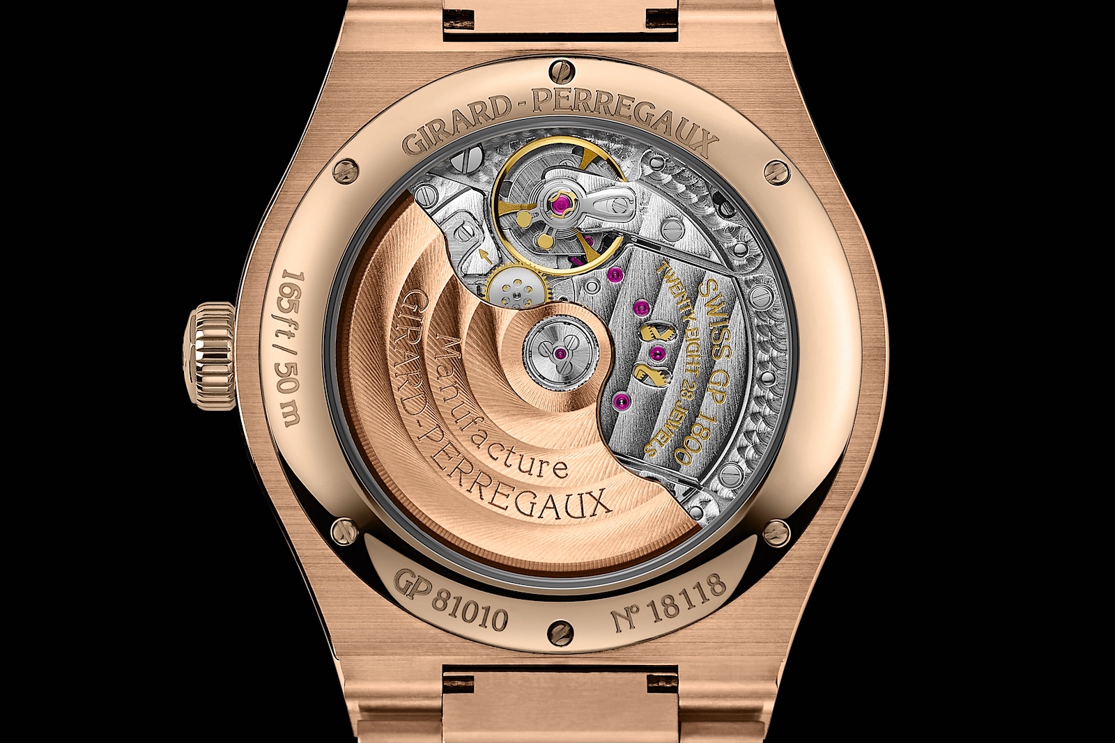 Girard-Perregaux Laureato 42mm Pink Gold & Onyx - caseback