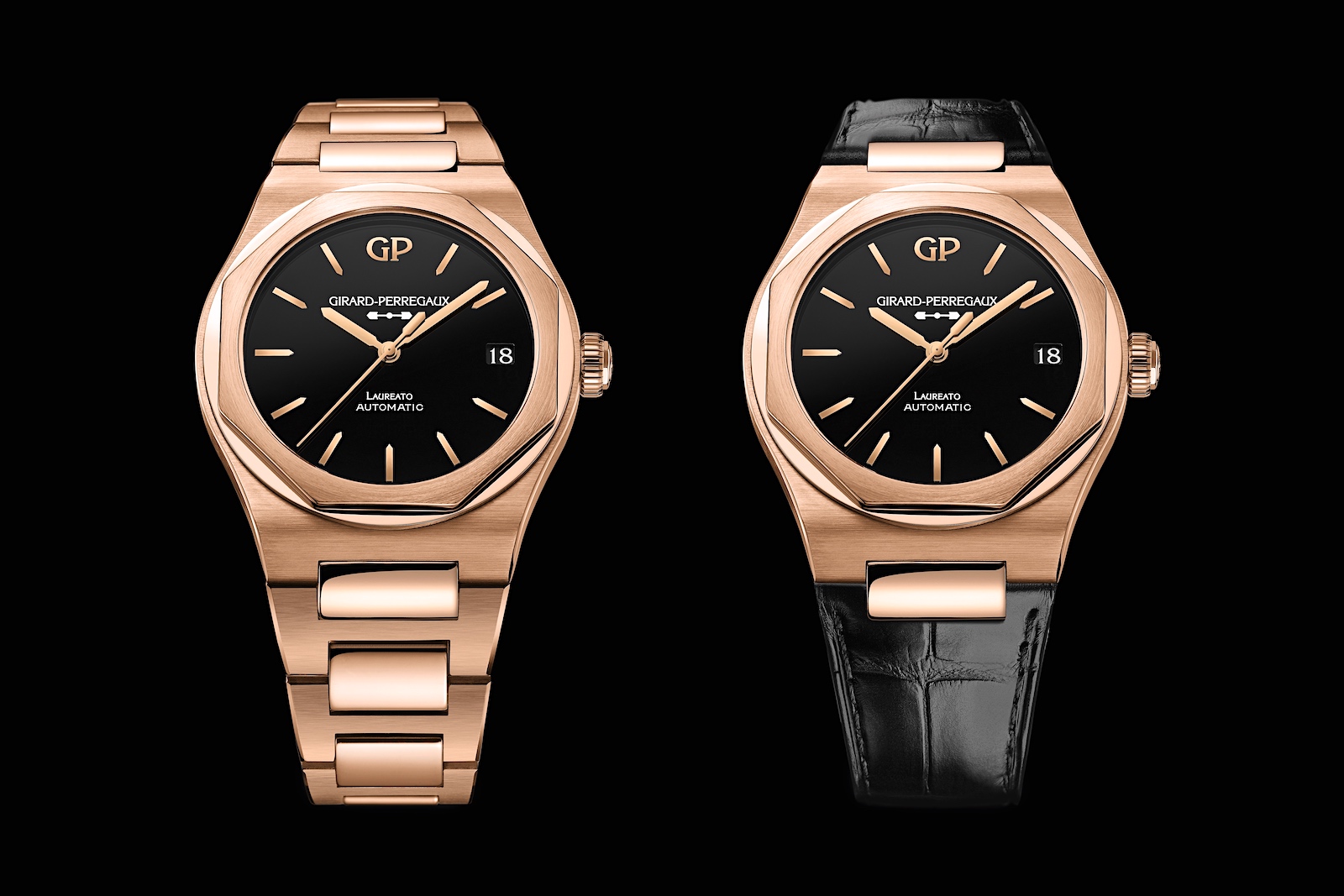 Girard-Perregaux Laureato 42mm Pink Gold & Onyx - duo