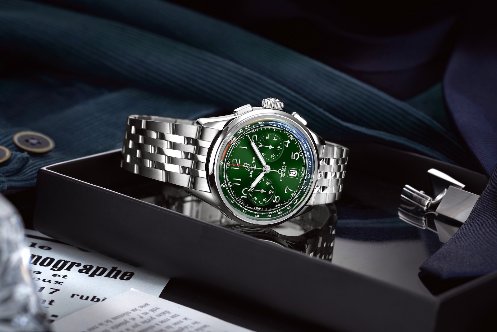 Breitling Premier B01 Chronograph 42 - steel green brazalete