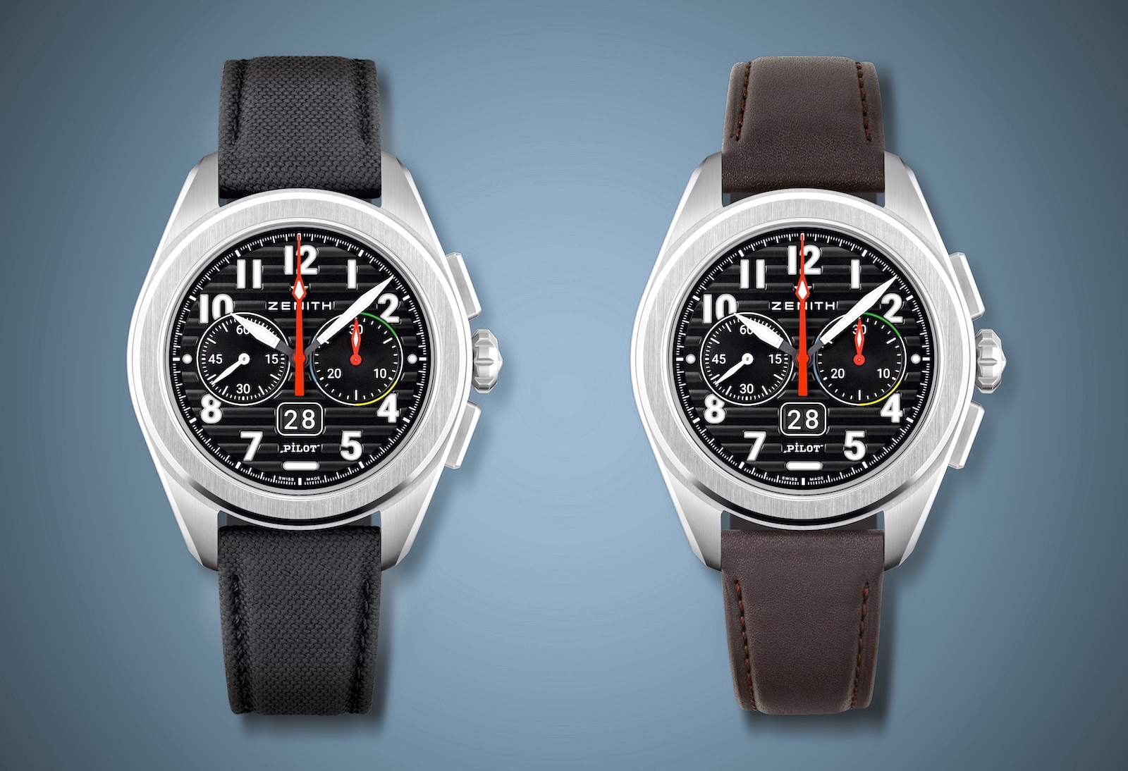 Zenith Pilot Big Date Flyback steel - duo