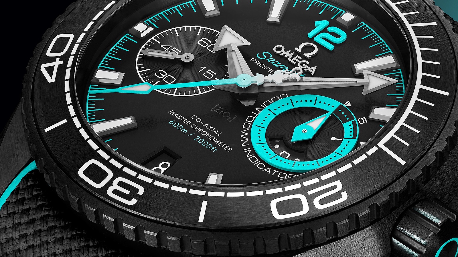 Omega Seamaster Planet Ocean Deep Black ETNZ Edition - dial