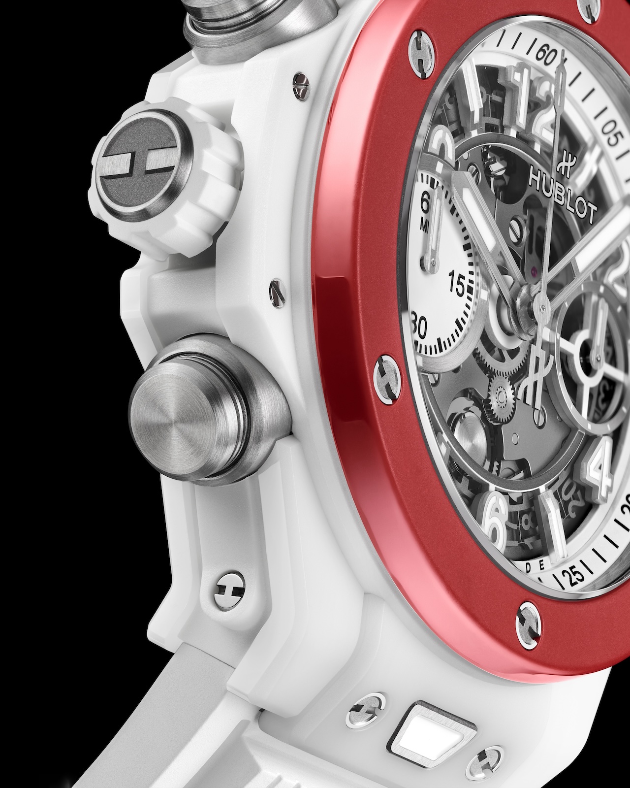 Hublot Big Bang Unico Left Handed White Ceramic - cover - pulsadores