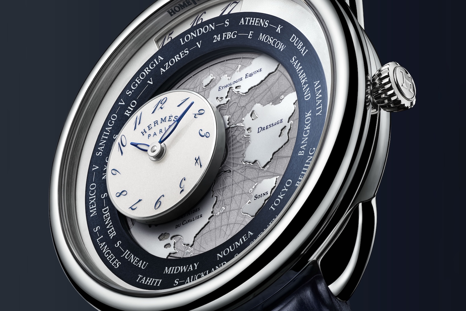 Hermès Time Arceau Le temps voyageur Or blanc