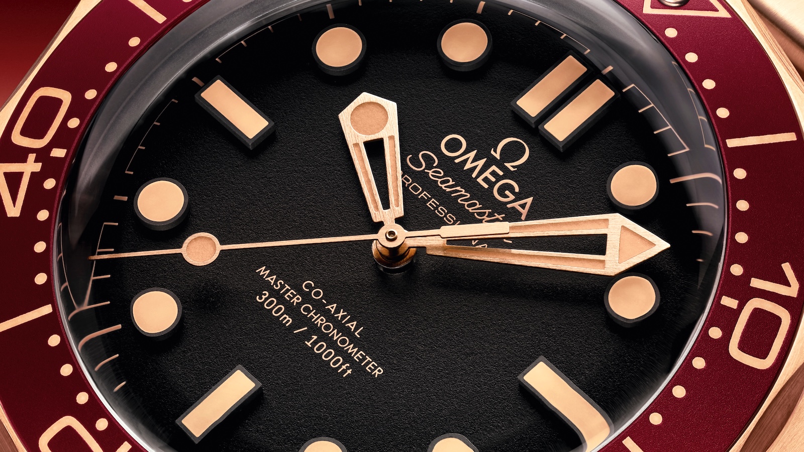 Omega Seamaster Diver 300M Bronze Gold Burgundy - dial