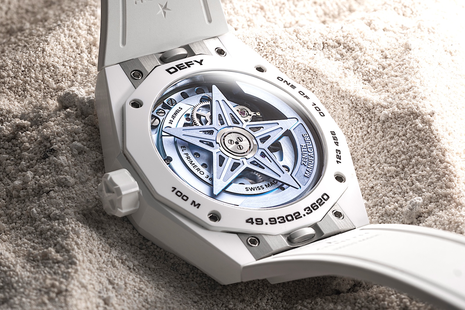 Zenith Defy Skyline Skeleton White Surfer Ceramic - caseback