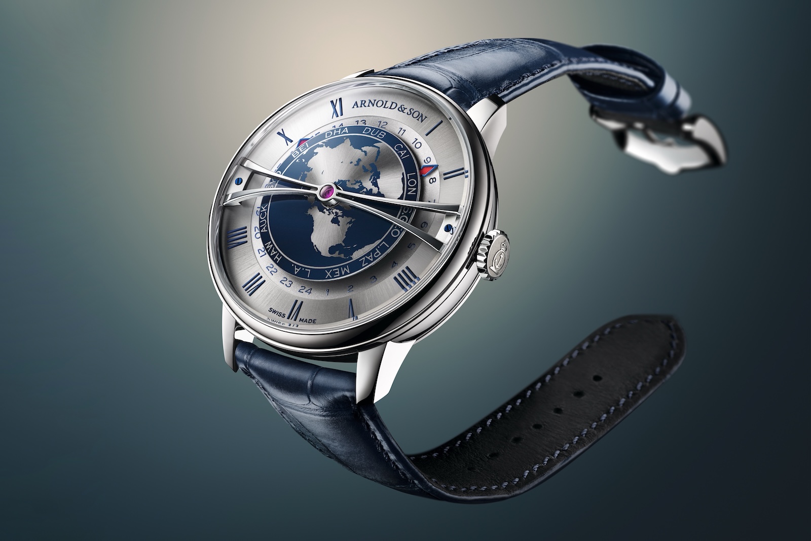 Arnold & Son Globetrotter 42 steel - blue