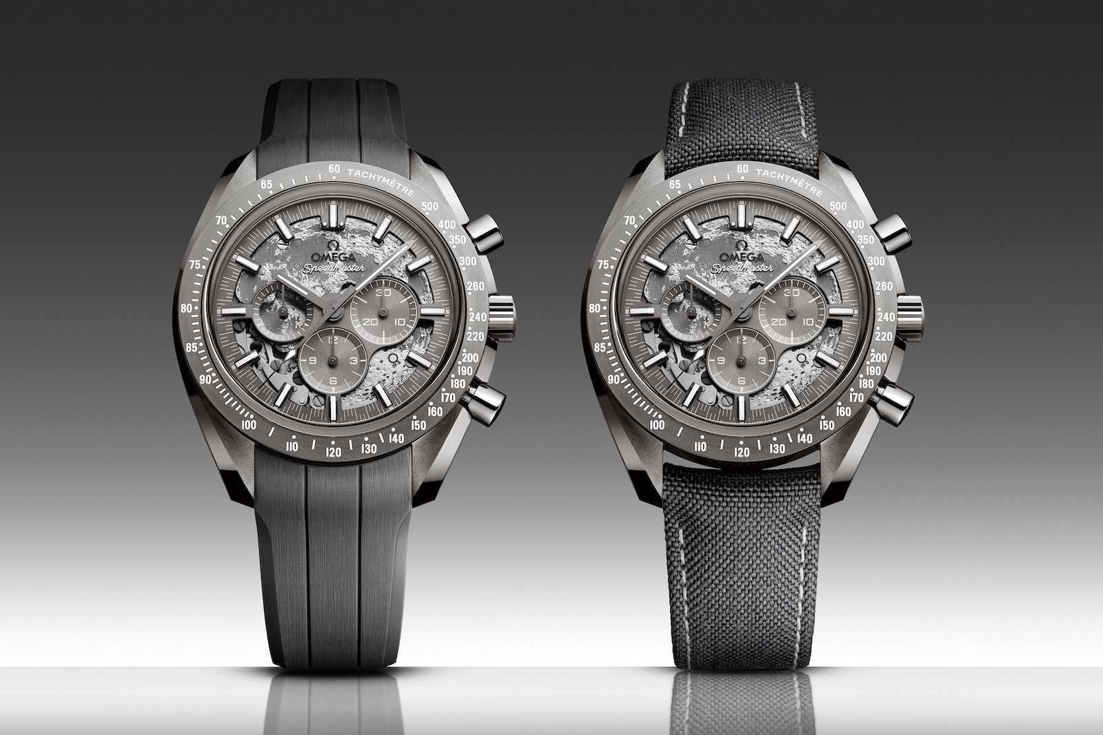 Omega Speedmaster Dark and Grey Side of the Moon - grey duo