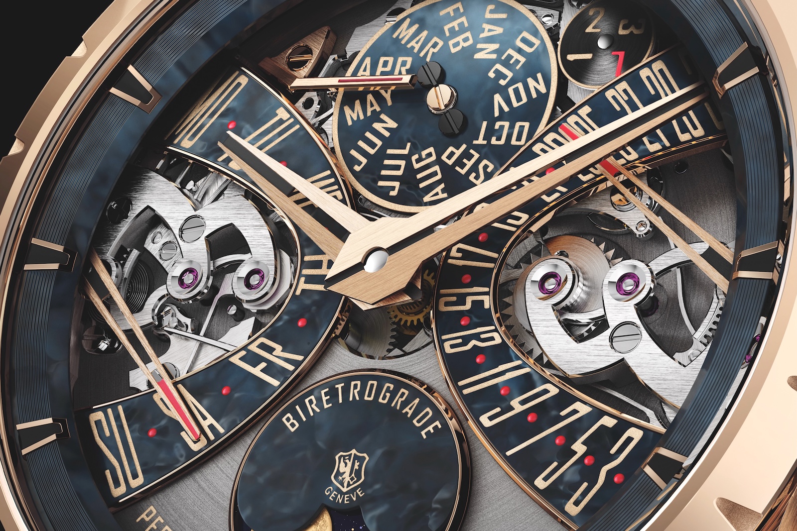 Roger Dubuis en Watches and Wonders 2026 - Excalñibur Biretrograde Perpetual Calendar dial